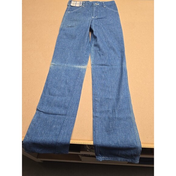 Vintage Wrangler Jeans Boys 27x34 Blue Denim Carpenter Prewashed USA Student 70s - Picture 6 of 10